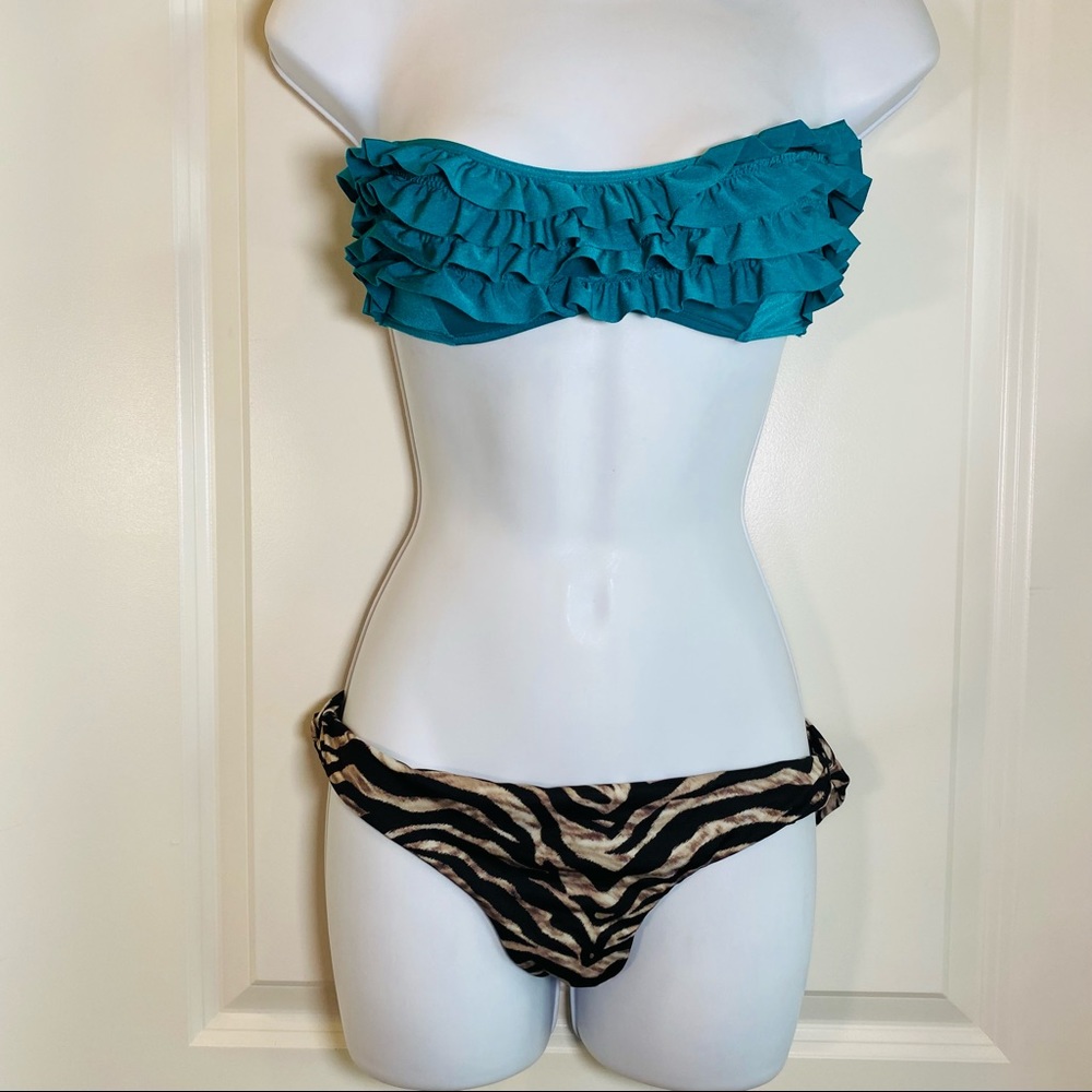 🔥 FREE WITH PURCHASE 🔥 Mix Match 2 Pc Bikini Ruffle Strapless Tiger Print